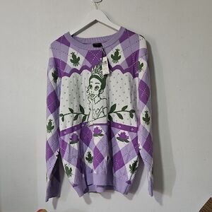 Lavender and Green Graphic Women's Sweater
